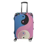 LYHVSFJW Housse de protection élastique pour valise, motif Yin Yang, lavable, housse de valise de voyage durable avec ouvertures à fermeture éclair, convient aux bagages de 48,3 à 81,3 cm (), blanc,
