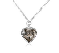 LYHVSFJW Lmage of Wolf in the Snow Urne Collier pour cendres en forme de cœur Collier funéraire pour chiens et chats Pendentif urne funéraire pour animal domestique Médaillon Bijoux Souvenir
