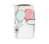 LYHVSFJW Long portefeuille en cuir pour femme et homme de grande capacité avec dragonne et 12 porte-cartes Beige Simple Doodle Change, Ballon et vache, 19.7x11x3.5cm, Moderne