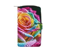 LYHVSFJW Long portefeuille en cuir pour femme et homme - Grande capacité - Avec 12 porte-cartes - Chiot Terrier - Phare de mer, Rose colorée avec de l'eau, 19.7x11x3.5cm, Moderne