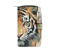 LYHVSFJW Long portefeuille en cuir pour femme et homme - Grande capacité - Avec 12 porte-cartes - Chiot Terrier - Phare de mer, Année du Tigre Visage de Tigre, 19.7x11x3.5cm, Moderne