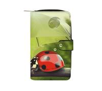 LYHVSFJW Long portefeuille en cuir pour femme et homme - Grande capacité - Avec 12 porte-cartes - Illustration artistique de girafe, Coccinelle tenant un parapluie, 19.7x11x3.5cm, Moderne