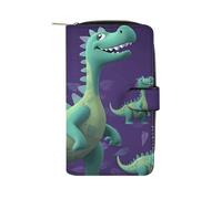 LYHVSFJW Long portefeuille en cuir pour femme et homme - Grande capacité - Avec 12 porte-cartes - Illustration artistique de girafe, Dinosaure de dessin animé., 19.7x11x3.5cm, Moderne