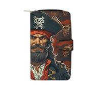 LYHVSFJW Long portefeuille en cuir pour femme et homme - Grande capacité - Avec 12 porte-cartes - Motif chien pékinois, Capitaine pirate, 19.7x11x3.5cm, Moderne