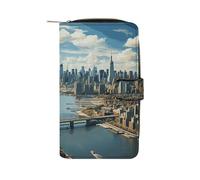 LYHVSFJW Long portefeuille en cuir pour femme et homme - Grande capacité - Avec 12 porte-cartes - Motif chien pékinois, Penthouse View Over New York Manhattan, 19.7x11x3.5cm, Moderne