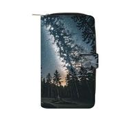 LYHVSFJW Long portefeuille en cuir pour femme et homme - Grande capacité - Avec 12 porte-cartes - Motif paon psychédélique - Mandala, En regardant les étoiles, 19.7x11x3.5cm, Moderne