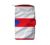 LYHVSFJW Long portefeuille en cuir pour femme et homme - Grande capacité - Avec 12 porte-cartes - Motif patte de chien, Drapeau de Porto Rico., 19.7x11x3.5cm, Moderne