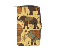 LYHVSFJW Long portefeuille en cuir pour femme et homme - Grande capacité - Avec 12 porte-cartes - Style anime - Motif chat, Éléphant d'Afrique, 19.7x11x3.5cm, Moderne