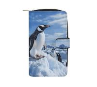 LYHVSFJW Long portefeuille en cuir pour femme et homme - Grande capacité - Avec 12 porte-cartes - Style chinois - Canards mandarins, Pingouin des montagnes., 19.7x11x3.5cm, Moderne