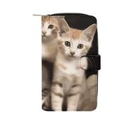 LYHVSFJW Long portefeuille en cuir pour femme et homme - Grande capacité - Avec 12 porte-cartes - Style chinois - Canards mandarins, Chats de la famille des chatons, 19.7x11x3.5cm, Moderne