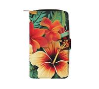LYHVSFJW Long portefeuille en cuir pour femme et homme - Grande capacité - Avec 12 porte-cartes - Tigre tropical, Motif imprimé de style hawaïen, 19.7x11x3.5cm, Moderne