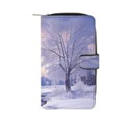 LYHVSFJW Long portefeuille en cuir pour femme et homme - Grande capacité - Avec 12 porte-cartes - Tigre tropical, Paysage hivernal., 19.7x11x3.5cm, Moderne