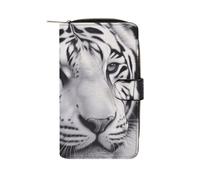 LYHVSFJW Long portefeuille en cuir pour femme et homme - Grande capacité - Avec 12 porte-cartes - Tigre tropical, Blanc/tigré, 19.7x11x3.5cm, Moderne