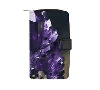 LYHVSFJW Long portefeuille en cuir pour femme et homme - Grande capacité - Avec 12 porte-cartes - Tigre tropical, Améthyste violet., 19.7x11x3.5cm, Moderne