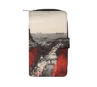 LYHVSFJW Long portefeuille en cuir pour femme et homme - Grande capacité - Avec 12 porte-cartes - Tigre tropical, paris, 19.7x11x3.5cm, Moderne