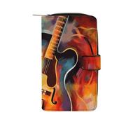 LYHVSFJW Long portefeuille en cuir pour homme et femme - Grande capacité - Avec 12 porte-cartes - Aquarelle abstraite - Pour changer de guitare, Guitare aquarelle abstraite, 19.7x11x3.5cm, Moderne
