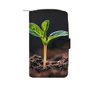 LYHVSFJW Long portefeuille en cuir pour homme et femme - Grande capacité - Avec 12 porte-cartes - Motif smiley coloré, A Semis Germes, 19.7x11x3.5cm, Moderne