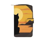 LYHVSFJW Long portefeuille en cuir pour homme et femme - Grande capacité - Avec 12 porte-cartes - Note de musique arc-en-ciel - Sac à main pour changer de mélodie, Chat chaud, 19.7x11x3.5cm, Moderne