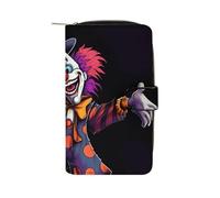 LYHVSFJW Long portefeuille en cuir pour homme et femme - Grande capacité - Avec 12 porte-cartes - Note de musique arc-en-ciel - Sac à main pour changer de mélodie, Clown mignon dessin animé,