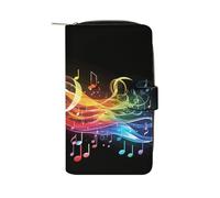 LYHVSFJW Long portefeuille en cuir pour homme et femme - Grande capacité - Avec 12 porte-cartes - Note de musique arc-en-ciel - Sac à main pour changer de mélodie, Mélodie de note de musique