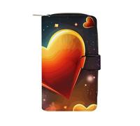 LYHVSFJW Long portefeuille en cuir pour homme et femme - Grande capacité - Avec 12 porte-cartes - Note de musique arc-en-ciel - Sac à main pour changer de mélodie, Cœurs et étoiles, 19.7x11x3.5cm,
