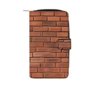 LYHVSFJW Long portefeuille en cuir pour homme et femme - Grande capacité - Avec 12 porte-cartes - Rose violette - Avec beau sac à main papillon, Texture murale en brique rouge., 19.7x11x3.5cm, Moderne