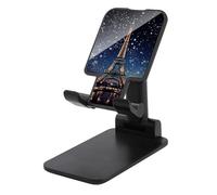 LYHVSFJW Night Paris Eiffel Support de téléphone portable pliable réglable pour bureau portable avec base antidérapante Compatible avec tous les smartphones