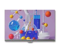 LYHVSFJW Porte-cartes de visite pour homme et femme - Illustration abstraite - Science chimie - Étui fin en métal - Porte-cartes d'identité - 9,4 x 5,6 x 0,8 cm, Argenté., 3.7x2.2x0.3 Inch