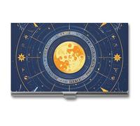 LYHVSFJW Porte-cartes de visite pour homme et femme - Phase lunaire - Soleil - Astrologie mystique - Étui fin en métal pour cartes de visite - 9,4 x 5,6 x 0,8 cm, Argenté., 3.7x2.2x0.3 Inch