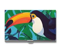LYHVSFJW Porte-cartes fin en métal - Porte-cartes professionnel en alliage d'aluminium avec fermeture à boucle, peut contenir 20 cartes et espèces, cadeau professionnel pour homme et femme, toucan
