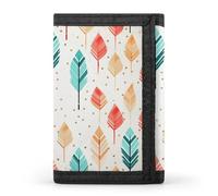 LYHVSFJW Portefeuille à trois volets avec 8 emplacements pour cartes, poche fine à fermeture éclair pour pièces de monnaie, portefeuille divisé pour homme et femme, Flèches corail et bleu sarcelle