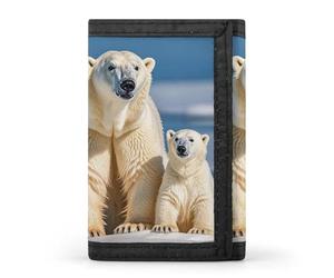 LYHVSFJW Portefeuille à trois volets avec 8 emplacements pour cartes, poche fine à fermeture éclair pour pièces de monnaie, portefeuille divisé pour homme et femme, 2 ours polaires, Taille unique,