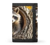 LYHVSFJW Portefeuille à trois volets grenouille mignonne avec 8 emplacements pour cartes, poche fine à fermeture éclair pour pièces de monnaie, portefeuille divisé pour homme et femme, Raton laveur