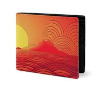 LYHVSFJW Portefeuille en cuir élégant pour homme et femme, fin et coloré, motif smiley, porte-cartes, portefeuille à deux volets, Red Sunrise, Taille unique