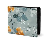 LYHVSFJW Portefeuille en cuir pour homme élégant porte-monnaie pour femme, fin et fin, motif fleurs et feuilles, portefeuille à deux volets avec porte-cartes, Petites fleurs d'oranger, Taille unique