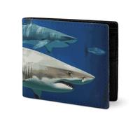 LYHVSFJW Portefeuille en cuir pour homme élégant porte-monnaie pour femme mince et fin avec deux flamants roses rouges, Deux requins blancs, Taille unique