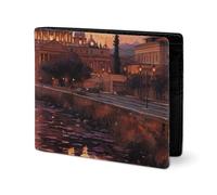 LYHVSFJW Portefeuille en cuir pour homme élégant pour femme - Fin et fin - Crânes en sucre et roses rouges - Porte-cartes à deux volets, Rome Sunset, Taille unique