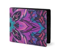 LYHVSFJW Portefeuille en cuir pour homme élégant pour femme, fin et fin, motif cœurs arc-en-ciel, portefeuille à deux volets avec porte-cartes, Mandala stylisé, Taille unique