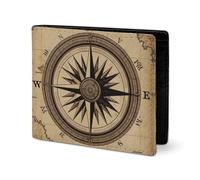 LYHVSFJW Portefeuille en cuir pour homme élégant pour femme - Fin et fin - Motif tête de mort - Rose rouge, Boussole Wind Road Map, Taille unique