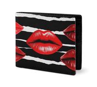 LYHVSFJW Portefeuille en cuir pour homme élégant pour femme - Portefeuille fin et fin - Motif poissons tropicaux et étoiles de mer - Porte-cartes, Red Lips Kiss, Taille unique