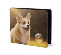 LYHVSFJW Portefeuille en cuir pour homme et femme - Motif panda mignon - Petit porte-monnaie élégant - Portefeuille fin et fin à deux volets avec compartiment pour cartes, Adorable chien Corgi, Taille