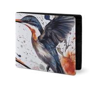 LYHVSFJW Portefeuille en cuir pour homme et femme, petit porte-monnaie élégant avec compartiment et porte-cartes Motif panda rouge, Art Avec Fleurs Lys Oiseaux Aquarelle, Taille unique