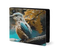 LYHVSFJW Portefeuille en cuir pour homme et femme, petit porte-monnaie élégant avec compartiment et porte-cartes Motif panda rouge, Pluie relaxante et sons d'oiseaux, Taille unique