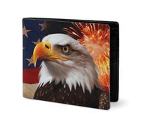 LYHVSFJW Portefeuille en cuir pour homme - Motif drapeau américain - Aigle de feu - Petit porte-monnaie élégant pour femme - Portefeuille fin et fin à deux volets avec compartiment et porte-cartes,