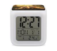 LYHVSFJW Réveil numérique avec 7 couleurs de renards colorés - Petit réveil LED - Minuteur de sommeil - Réveil intelligent pour dormeurs profonds - Simple à utiliser et facile à utiliser