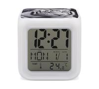 LYHVSFJW Réveil numérique avec 7 couleurs de tigre blanc coloré, petit réveil LED, minuteur de sommeil, réveil intelligent pour les dormeurs profonds, simple à utiliser, facile à utiliser