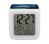 LYHVSFJW Réveil numérique avec 7 couleurs - Deux requins blancs colorés - Petit réveil LED - Minuteur de sommeil - Réveil intelligent pour dormeurs profonds - Simple à utiliser et facile à utiliser