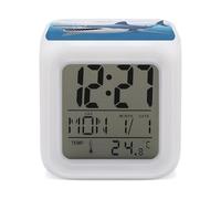 LYHVSFJW Réveil numérique avec 7 couleurs requin blanc coloré petit réveil LED minuteur réveil intelligent pour dormeurs profonds simple à utiliser facile à utiliser