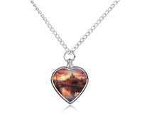 LYHVSFJW Rome Collier urne coucher de soleil pour cendres, collier funéraire en forme de cœur pour chiens et chats avec pendentif urne funéraire pour animal de compagnie