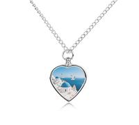 LYHVSFJW Santorini Collier urne funéraire pour cendres de l'île grecque - Collier funéraire pour chiens et chats - Médaillon funéraire pour animal domestique